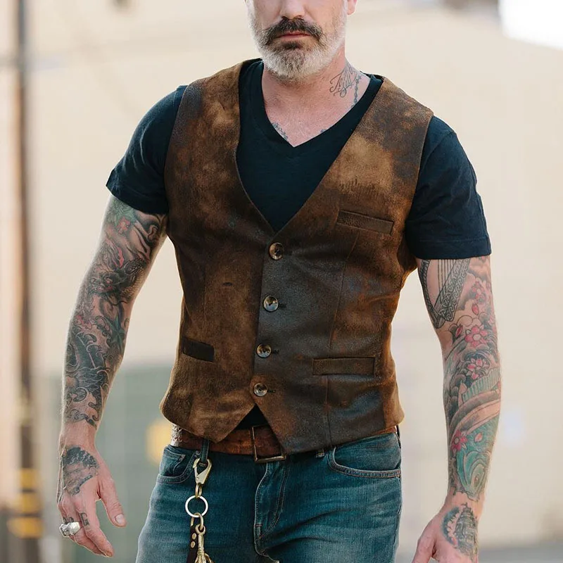 

2021 new young men's British style fashion casual V-neck plus size vest