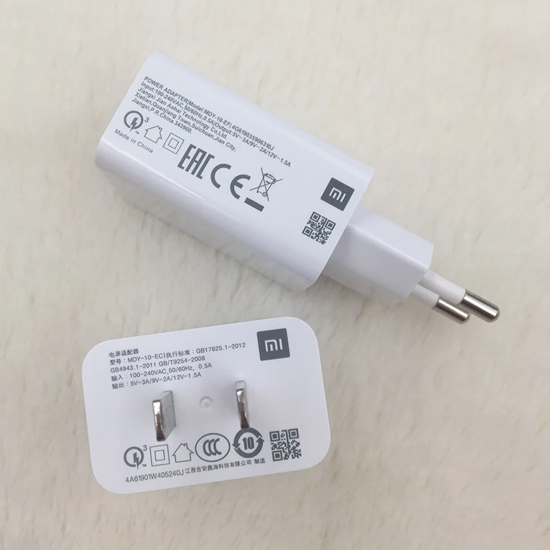 Оригинальное быстрое зарядное устройство XIAOMI 5V2A 9V2A 12V1.5V 18 Вт адаптер быстрой