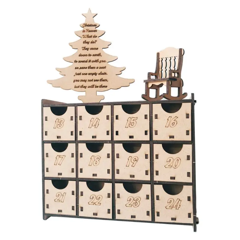 

1Set Christmas Wooden Countdown Advent Calendar Box DIY 24 Drawers Candy Gift Boxes