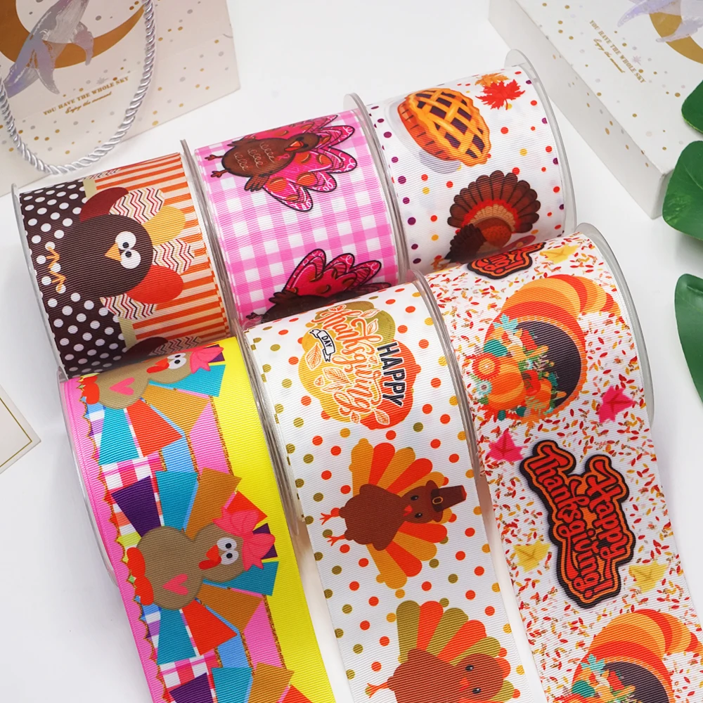 

DIY Thanksgiving Day Printed Grosgrain Ribbon For Craft Supplies Sewing Accessories 5 Yards, Planar Resins Mold 10 Pieces. 55471