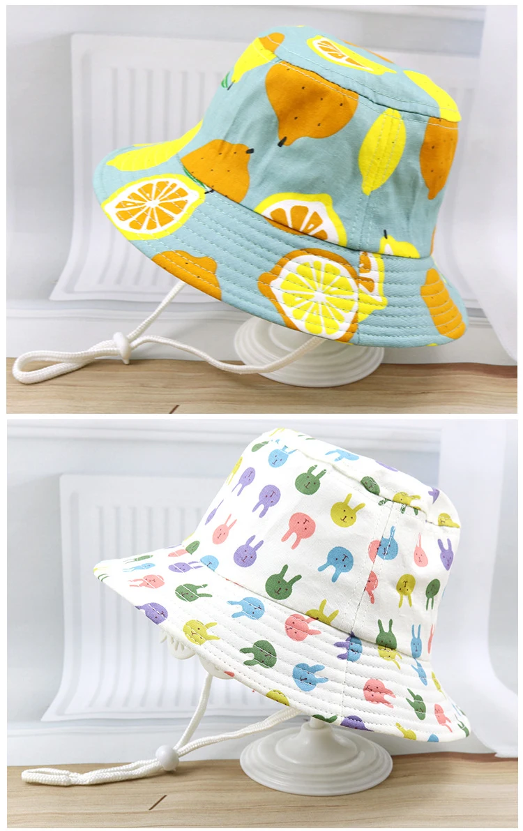 С изображением героев мультфильмов фруктовым принтом Детские ведро шляпа от