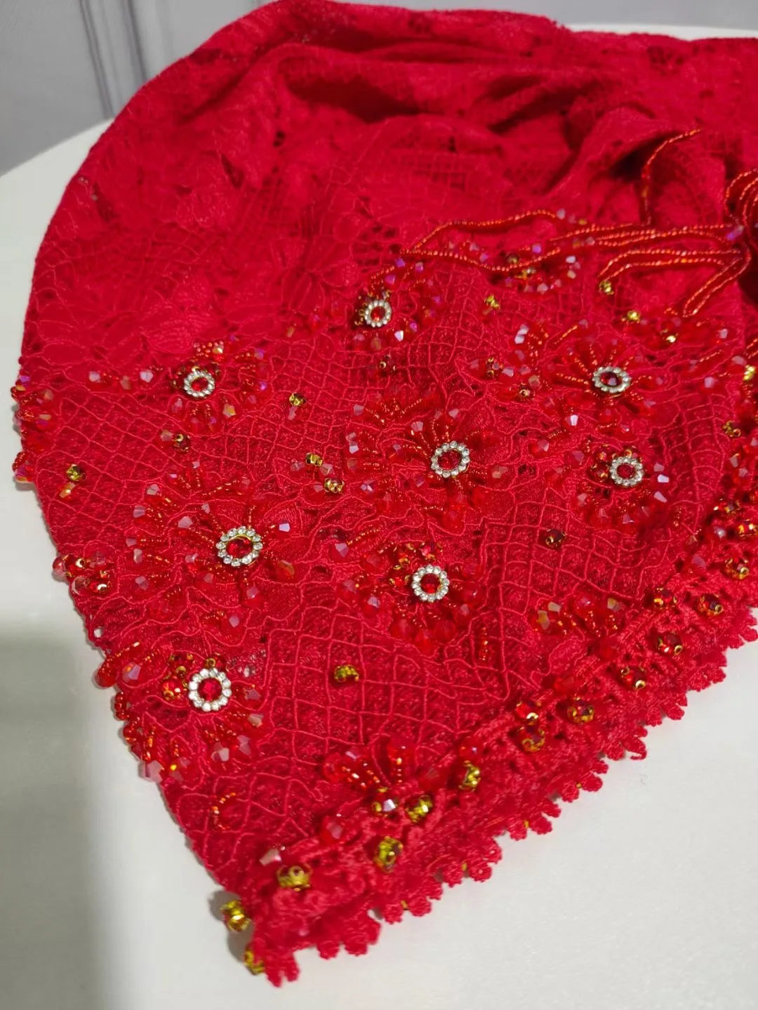 

Luxury Muslim women lace rhinestone instant scarf hijabs with buckle