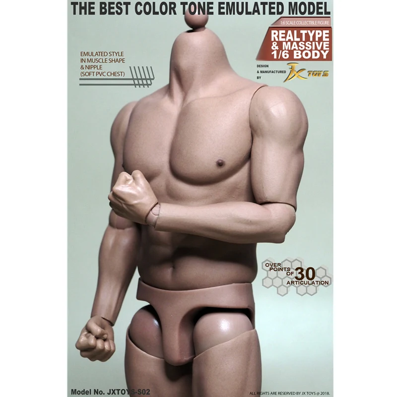 Экшн-фигурка мужская с широкими плечами 12 дюймов масштаб 1/6 JXtoys S02 | Игрушки и