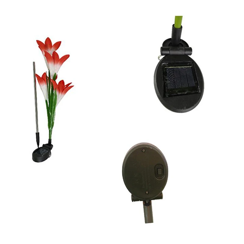 Outdoor LED Solar Light Powered 4 Head Lily Rose Flower Lamp for Yard Garden Path Way Landscape Decorative | Освещение
