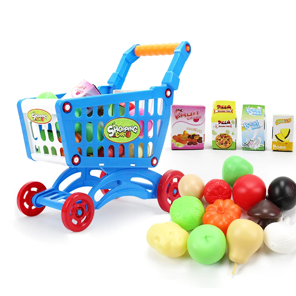 Мини пластиковые детские тележки для покупок игрушки фруктов и овощей