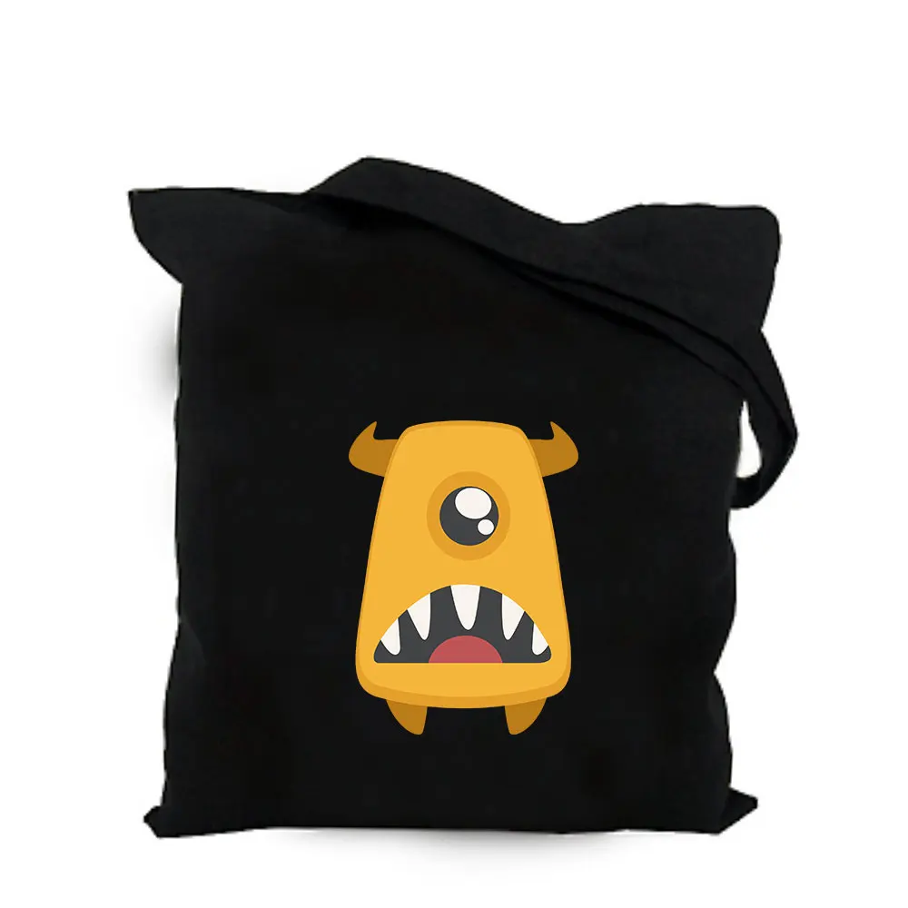 Shopping bag 02 Милый космический пришелец черный хлопковый холст сумка заказной kawaii Девушка сумка мешочек для украшений Мужчины Женщины рынок хозяйственные сумки - Цвет: Shopping bag 02