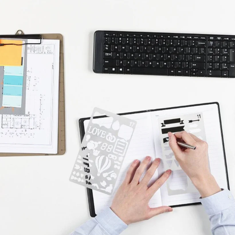 12/20pcs Bullet Journal Stencil Set Plastic Planner DIY Drawing Template Diary Notebook Scrapbook |