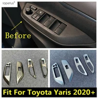 inner door armrest window lift button panel cover trim black silver stainless steel interior kit for toyota yaris 2020 2021