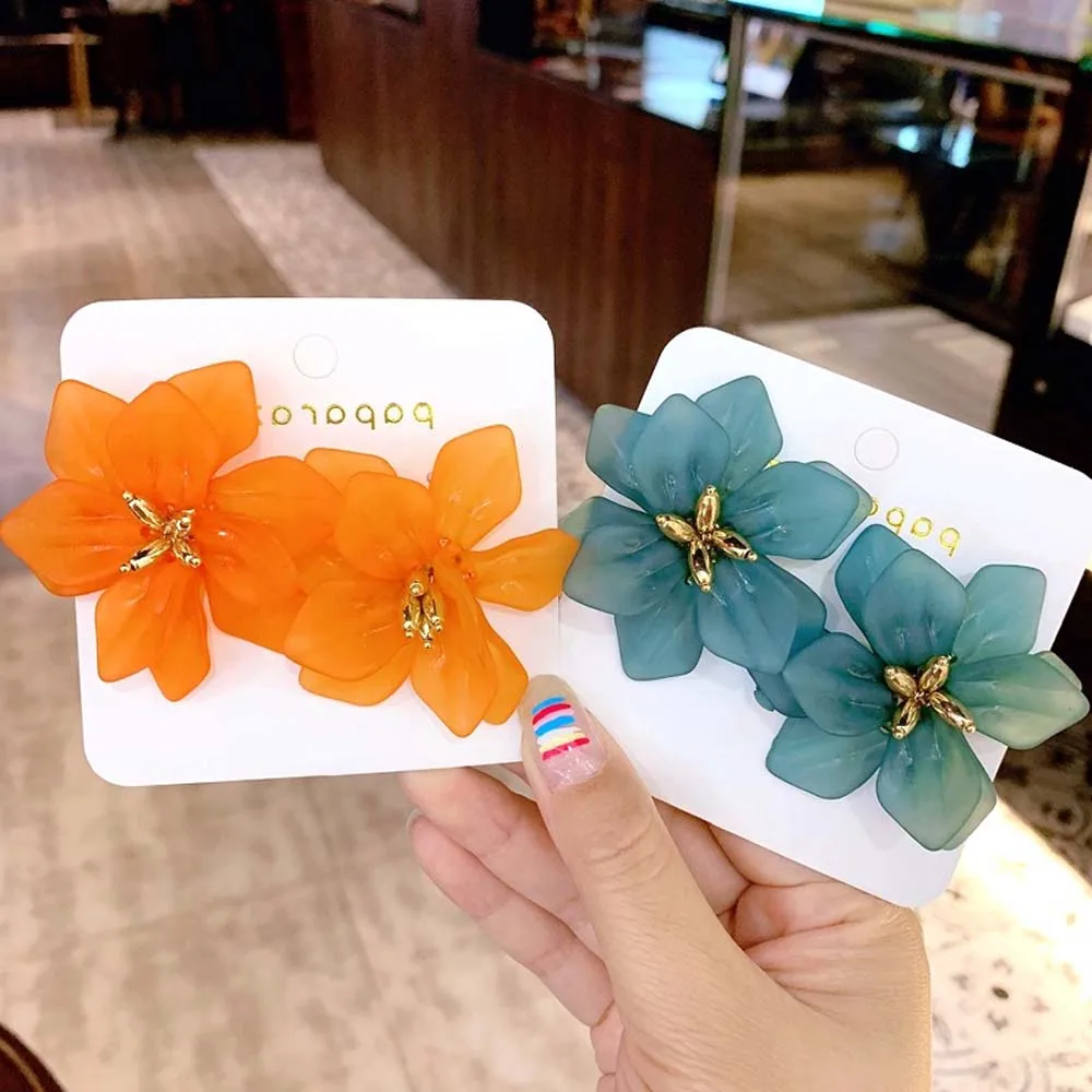 Женские акриловые серьги Hyperbole в виде цветка большие белые оранжевые зеленые