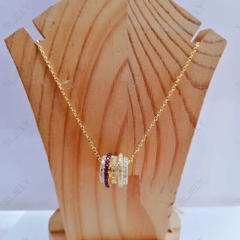 Женское регулируемое ожерелье SLJELY из серебра 925 пробы с желтым и золотым цветом