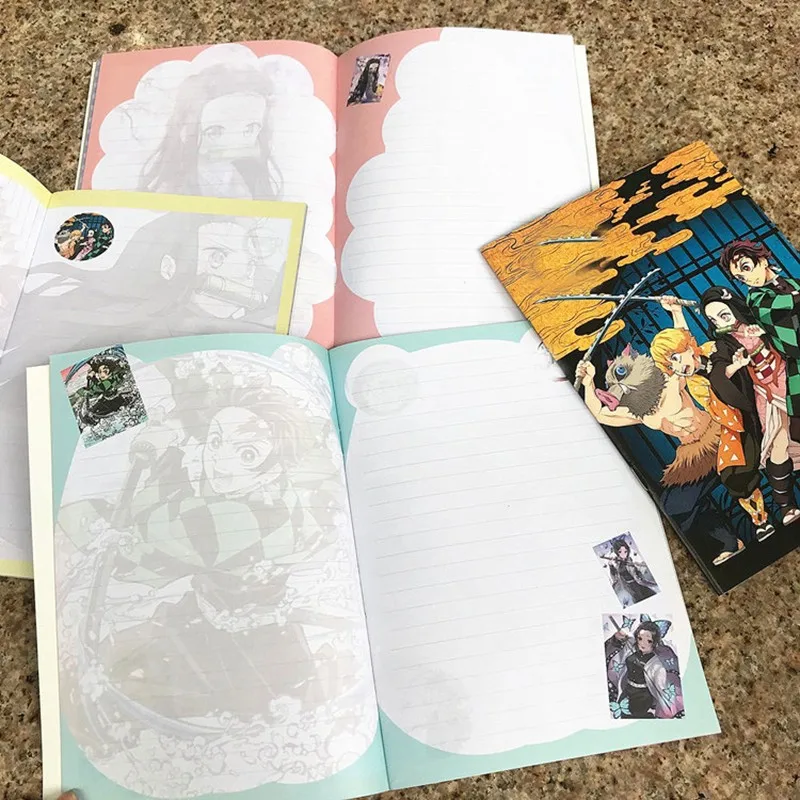 

4pcs Demon Slayer Peripheral Anime Color Inside Page Notebook Notepad Student Creative Stationery Book