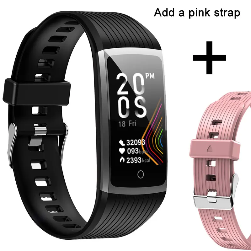 Add a pink strap Умный Браслет R12 Трекер Активности Шагомер сердечный ритм кровяное давление вызов напоминание ip67 Водонепроницаемый здоровье Спортивные часы-браслет - Цвет: Add a pink strap
