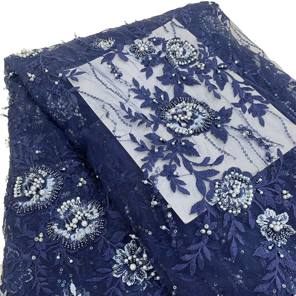 Модный вечерний Burgundy Тяжелая сделанная вручную бисером кружевной ткани высокого