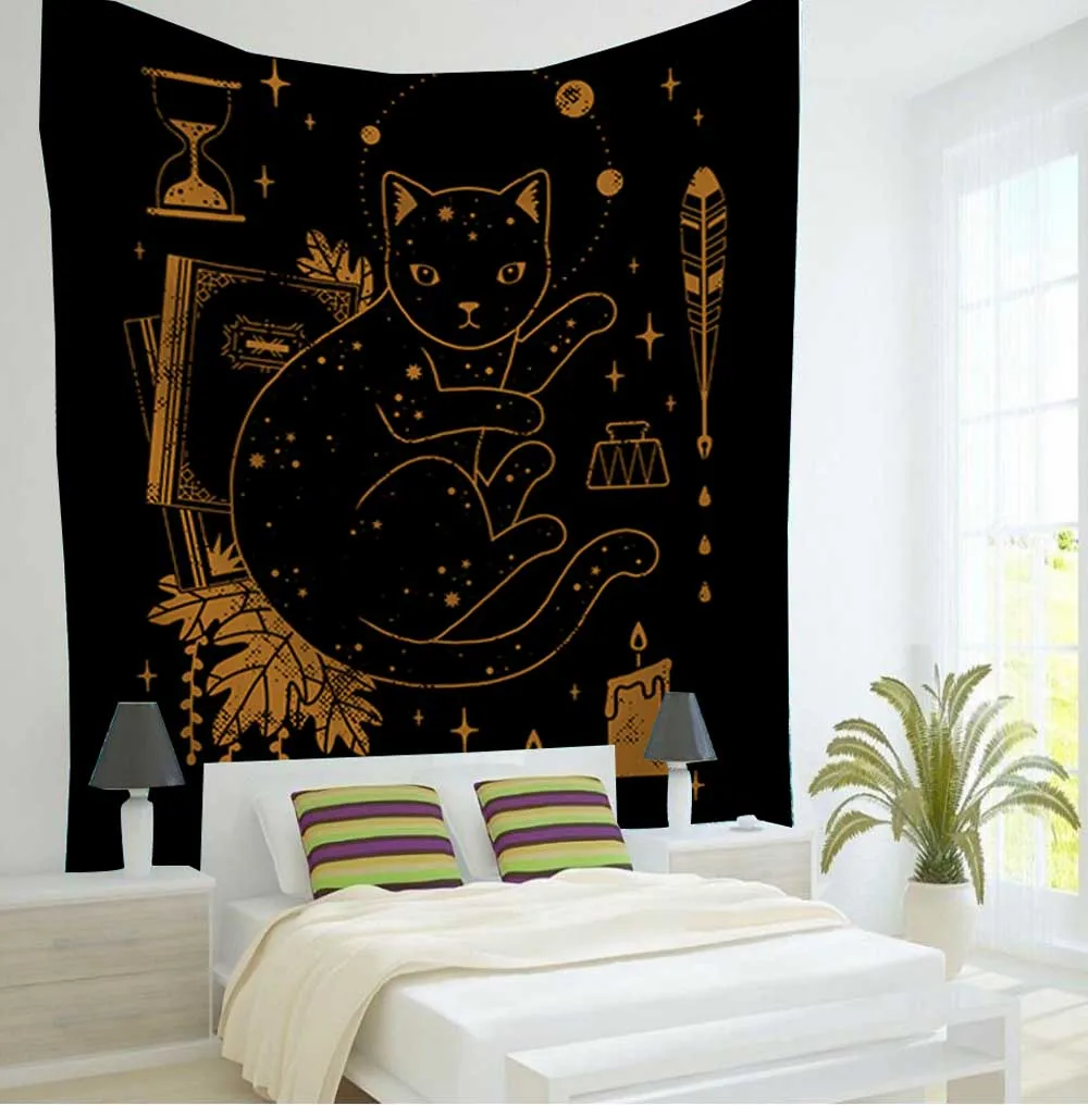 Кофе Таро настенный гобелен винная кошка колдовство Большой Настенный Гобелен