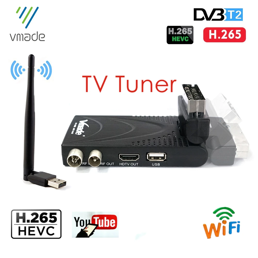 Vmade DVB T2 Маленький цифровой телевизор Box приемники с SCART H.265/HEVC MPEG4 HD для Европы