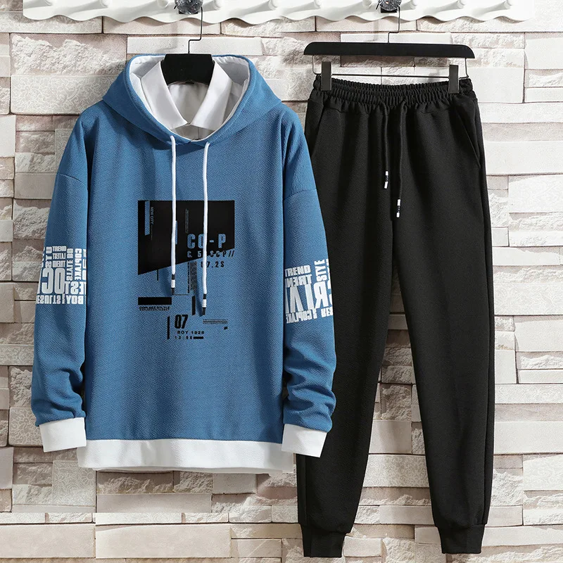 Hoodie Suit Men's Long-sleeved 2-piece Set Sweatshirt + Sweatpants Casual Pullover Suit Outdoor Sportswear Mens Joggers Set