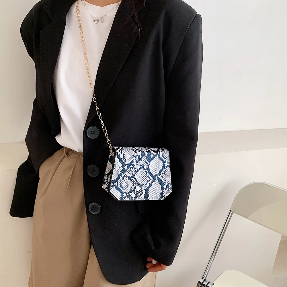 

Small Shoulder Bags Ladies Messenger Bag Female Snakeskin PU Leather Chain Casual Handbag Women Shoulder Bag Messenger
