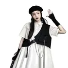 Панк-жилет женский Harajuku, на одно плечо, без рукавов, с цепочками, винтажный жилет в Корейском стиле