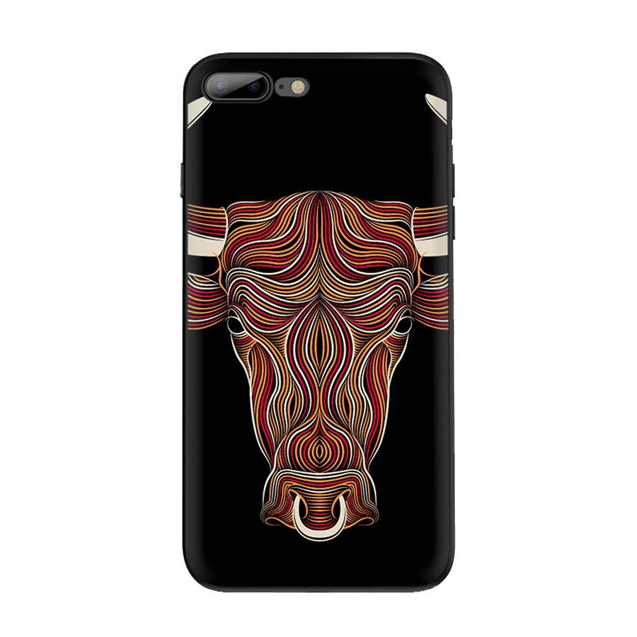 cool digital art line bull head Phone Case for iPhone 7 8 6 6s Plus 11 Pro X XS Max XR 5 5S SE Cover |