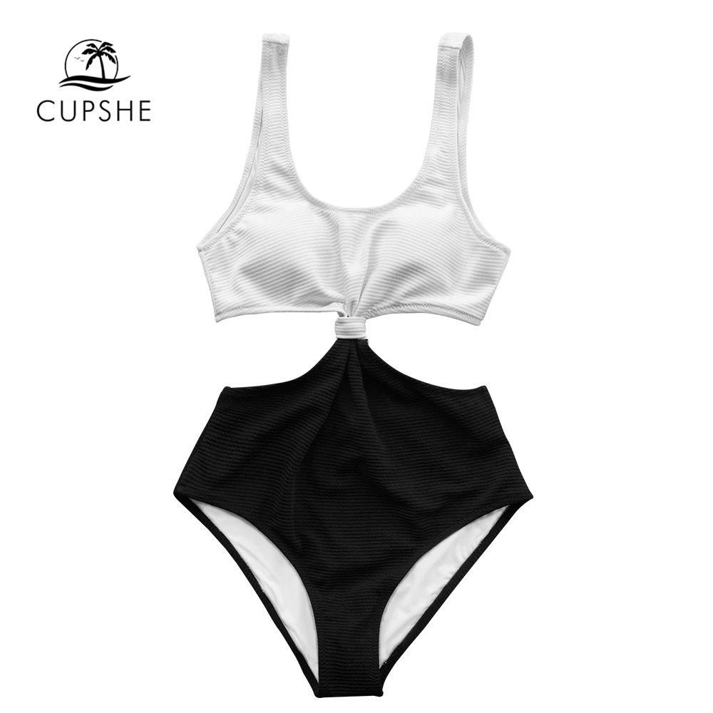 CUPSHE черный и белый завязанный Цельный купальник сексуальный женский монокини с