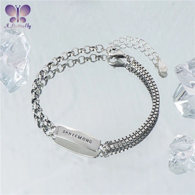 

A Butterfly 925 Sterling Silver Nameplate Chain Bracelet For Ladies Birthday Gifts And Party Jewelry