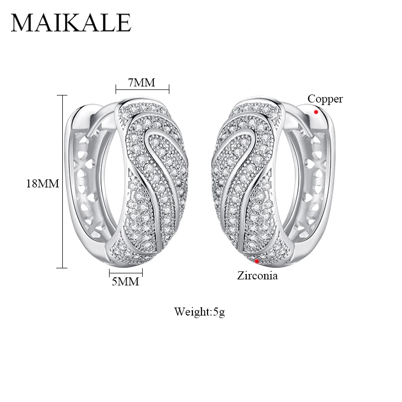 MAIKALE, трендовые круглые серьги-гвоздики для женщин, позолоченные сережки в форме сердца с кубическим цирконием, модное ювелирное изделие, подарок
