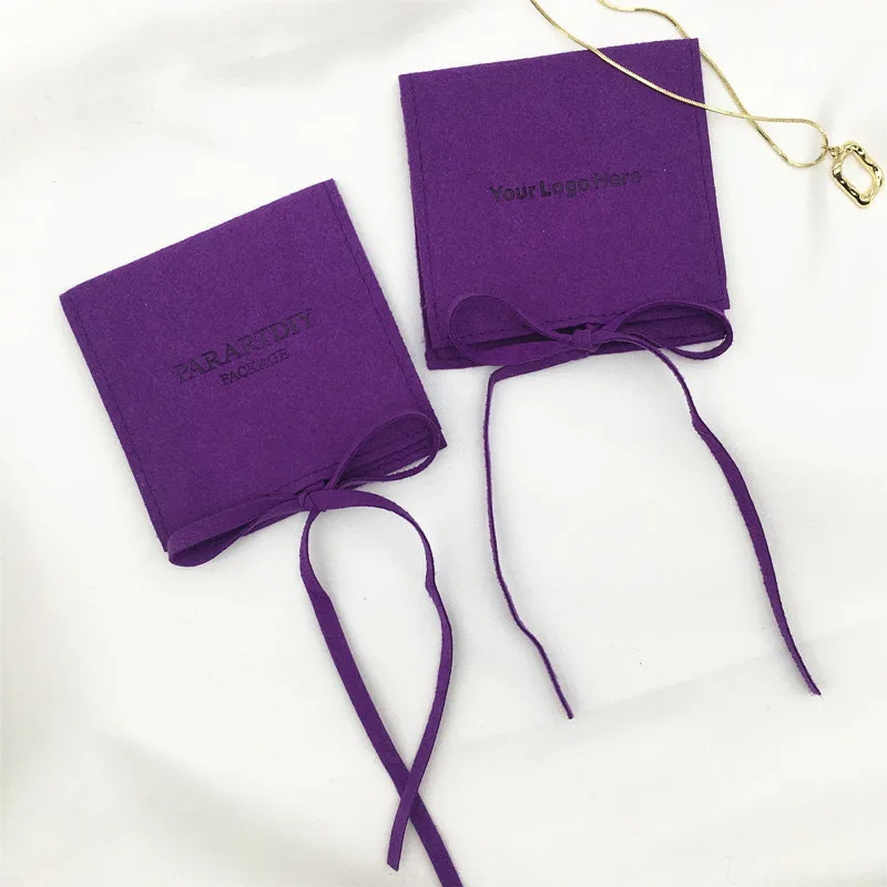 50pcs personalized jewelry bags with custom logo,purple jewelry pouch,envelope bag with debossed logo, customized size
