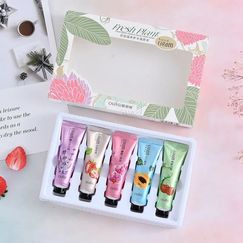 

5pcs Hand Lotion Travel Size Hand Cream Moisturizing Anti-Cracking Nourishing Hand Repair Cream Kit