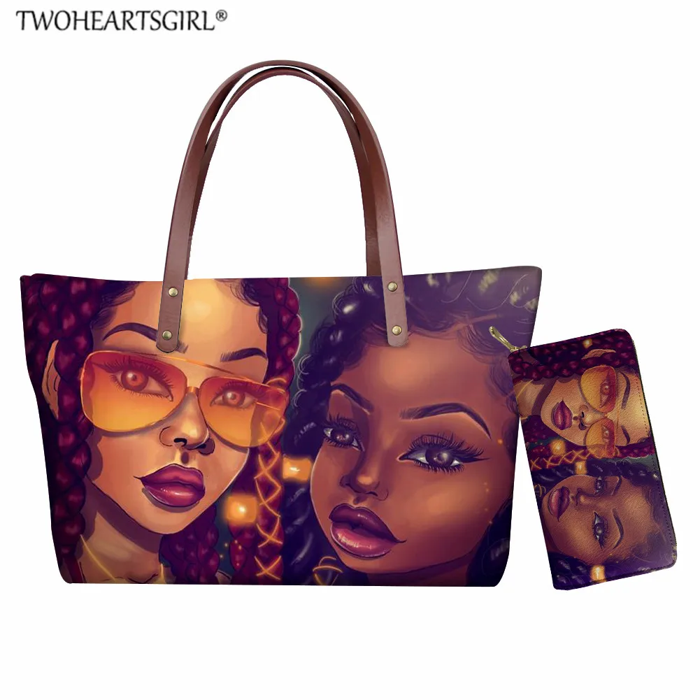 TWOHEARTSGIRL африканская темнокожая девушка Queen женские сумки Art экзотические