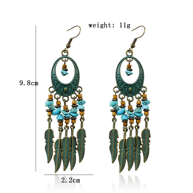 Серьги-подвески женские в этническом стиле ажурные эллиптические Висячие