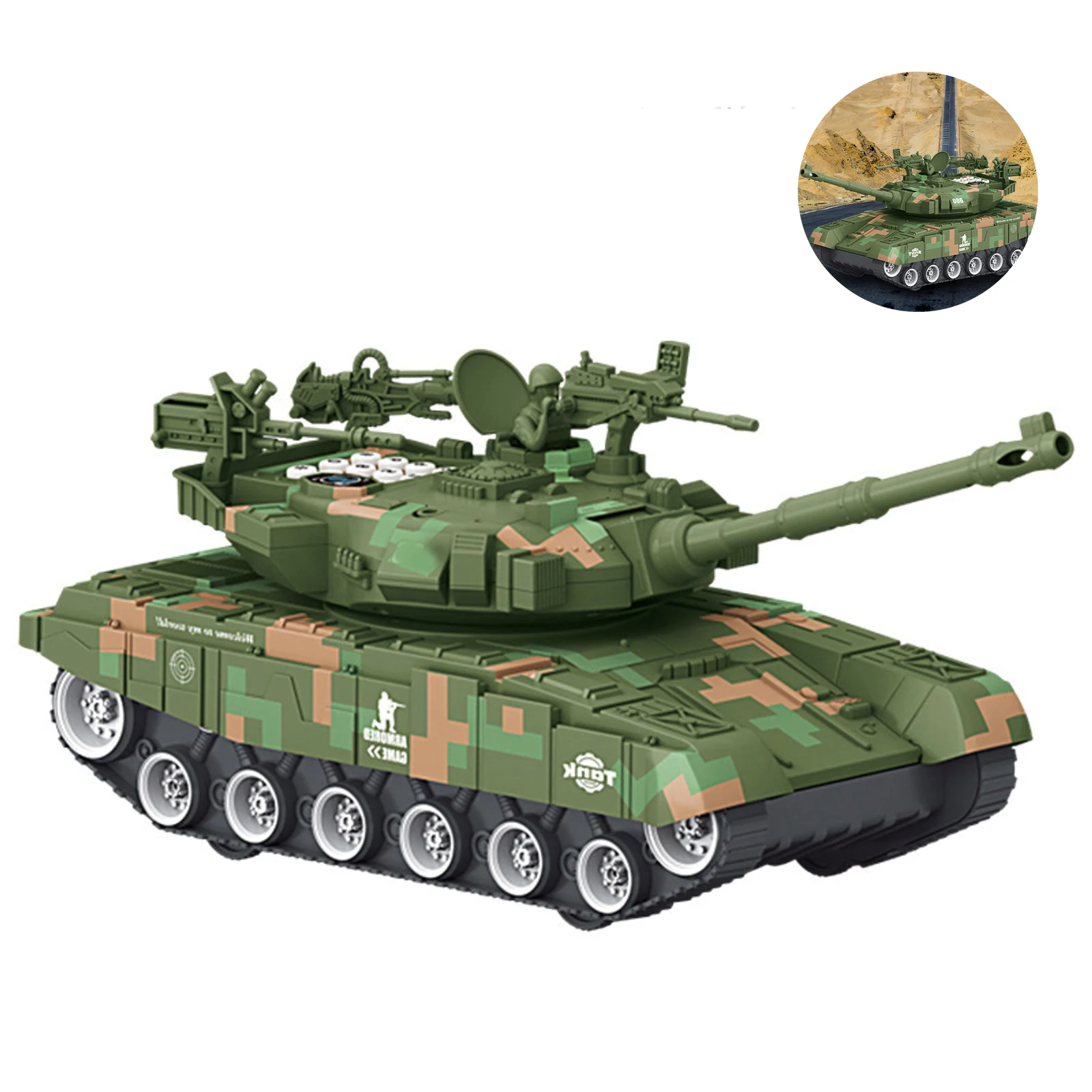 

Kids Intelligent Piggy Bank With Password 360 Degrees Rotation Money Bank Money Saving Car Toy Tank Shape Toy Music Lights Toy