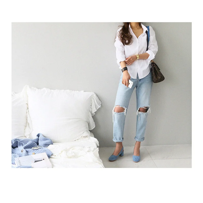 

2021 Fashion All-match White Shirt OL Professional Slim Slimming Lapel Ladies Shirt A326