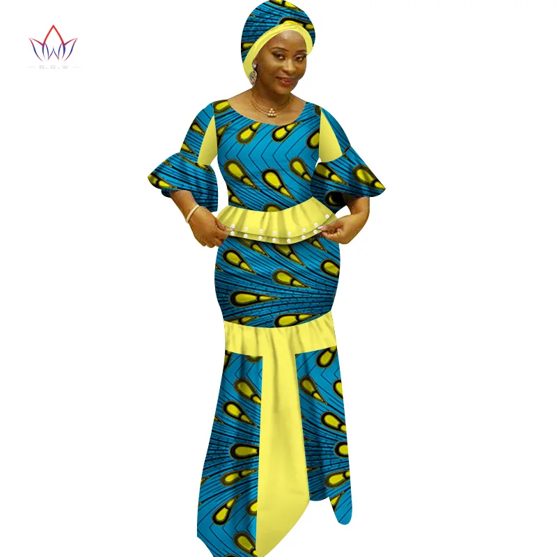 Комплект с юбкой в африканском стиле из двух предметов принтом воска Одежда для