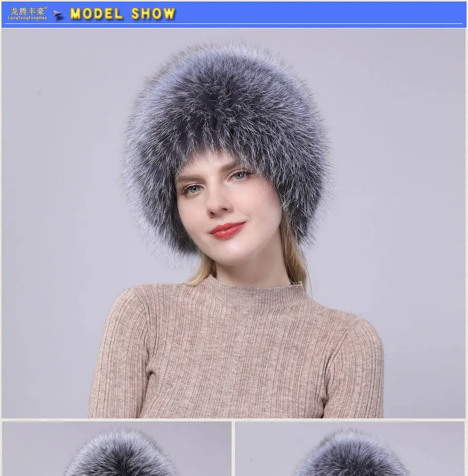 Натуральный мех лисы Шапки женские натуральный мех шапочки шапка вязаные шапки русская зима толстые теплые модные шапки серебрян