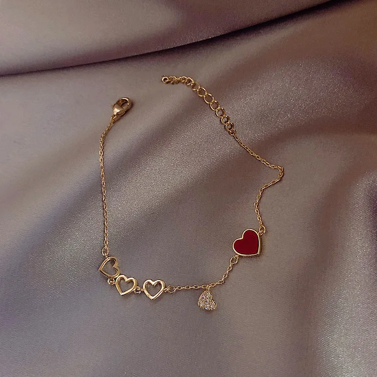 

Personalized Bracelets For Women Korean Beads Kpop Love Pendant Bracelet Peach Heart Bracelet Female Zircon Bracelet Jewelry