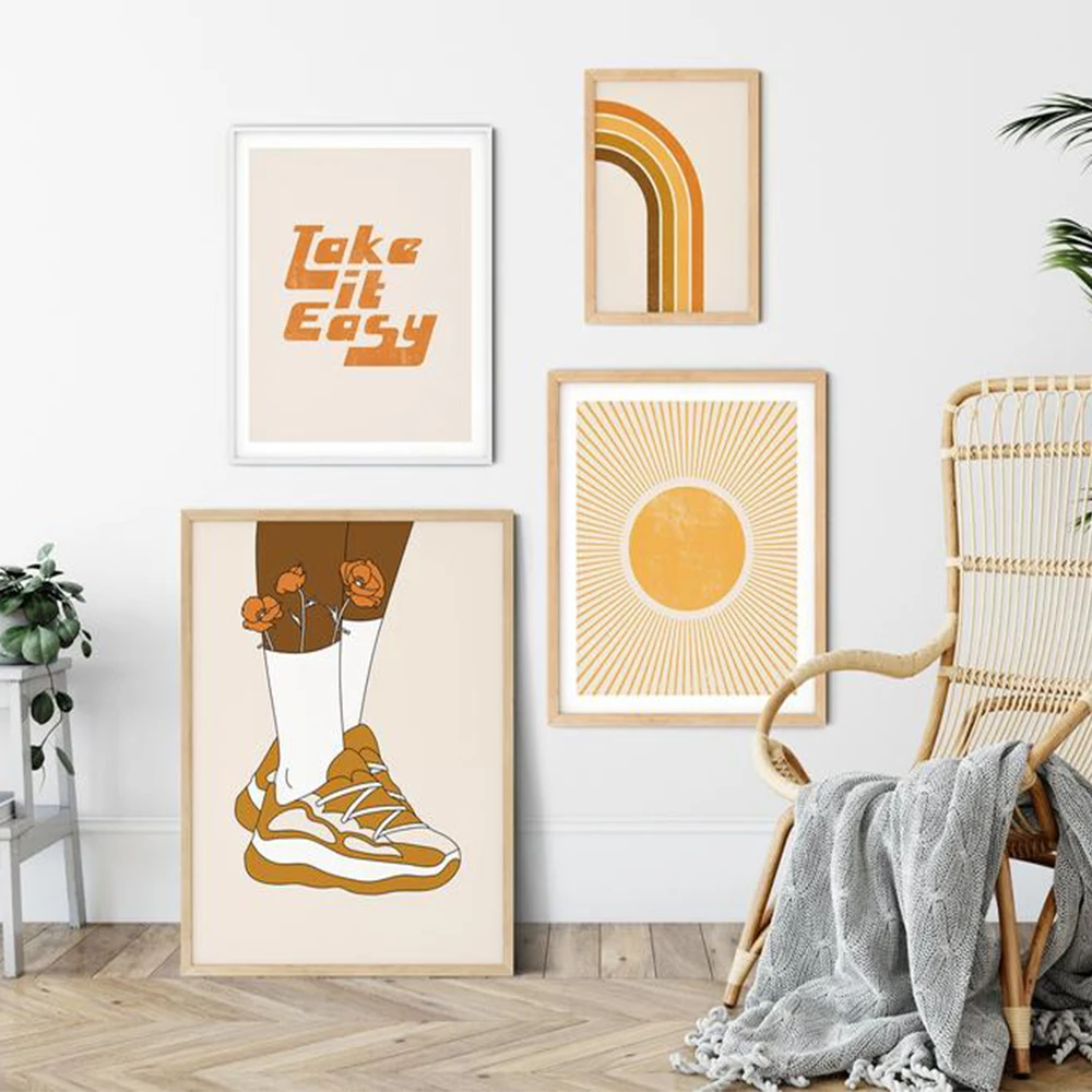 

Retro Style Rainbow Gallery Fashion Sun Wall Art Canvas Painting Nordic Posters and Prints Wall Pictures for Living Home Decor