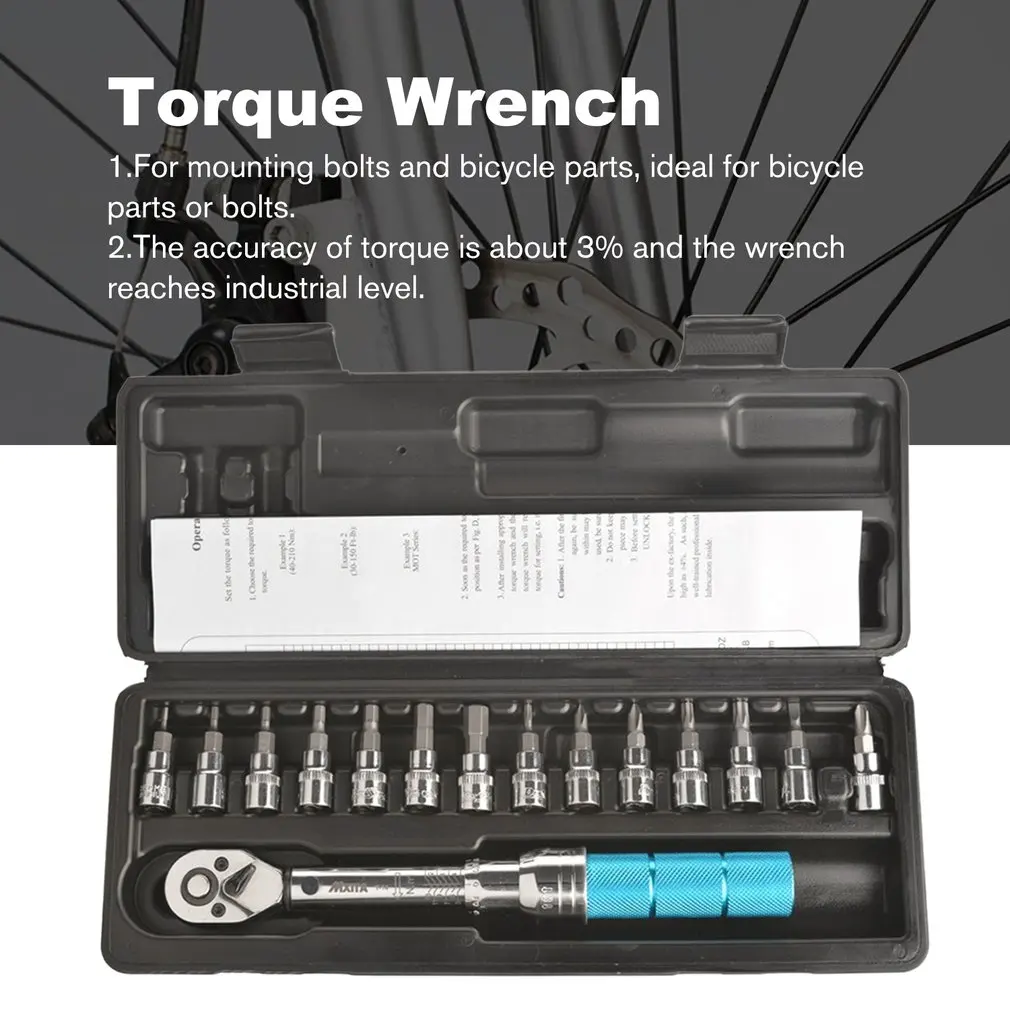 

1/4inch Steel Click Adjustable Torque Wrench Tools kit set Bicycle Bike Repairing Spanner Hand Tool set