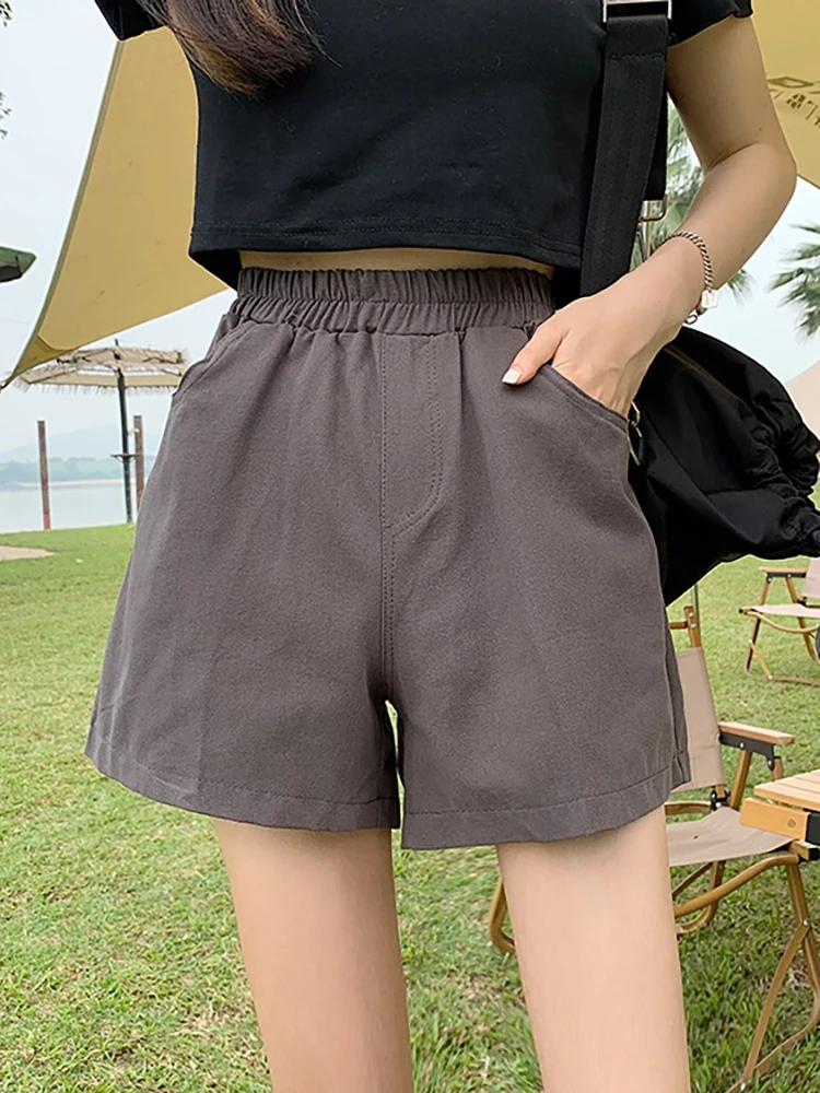 

Shorts women's summer elastic waist 2021 new Korean high waist pants show thin, wide leg pants students' casual pants
