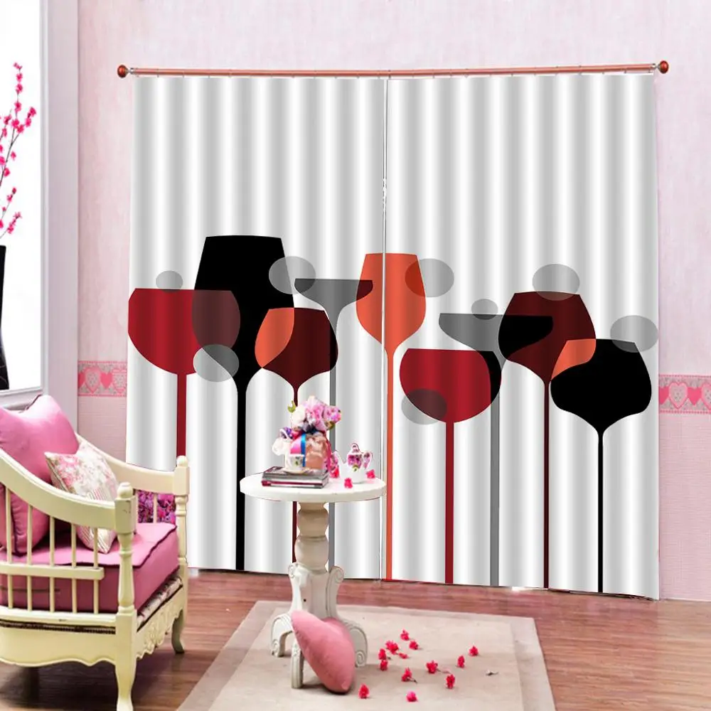 Curtain Goblet Cheap-Curtain-Fabrics 3D Digital Print Blackout Curtains For Living Room Bedroom Drapes Decor | Дом и сад