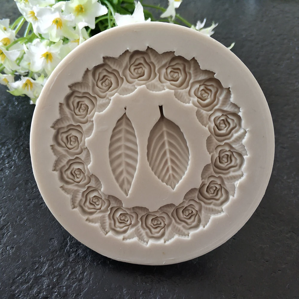 

DIY Rose Frame Leaves Liquid Silicone Mold Creative Chocolate Mould Cake Sugar Candy Fondant Baking Mold Bakeware
