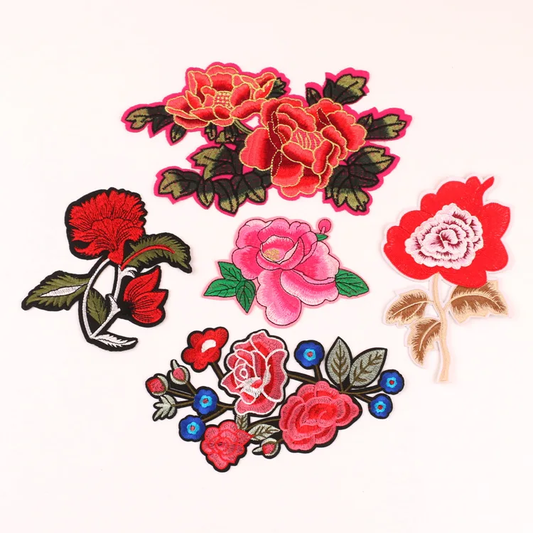 Китайский стиль высокое качество вышивка Железный цветок розы нашивка одежда
