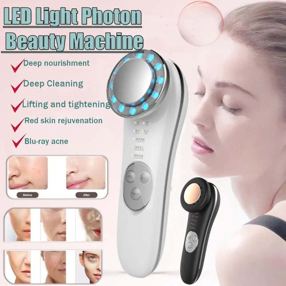 Радиочастотный СВЕТОДИОДНЫЙ Прибор 8 в 1 для омоложения кожи лица радиочастотный