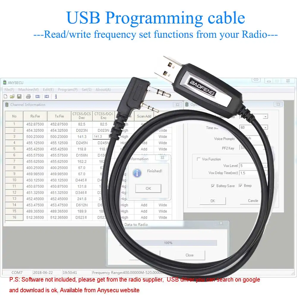 Baofeng USB Кабель для программирования BF-USB-K1 высокоскоростная и стабильная передача для UV-82 UV-5R BF-888S UV-9R радио с вилкой K (art.: 79d916b34) - 79d916b34