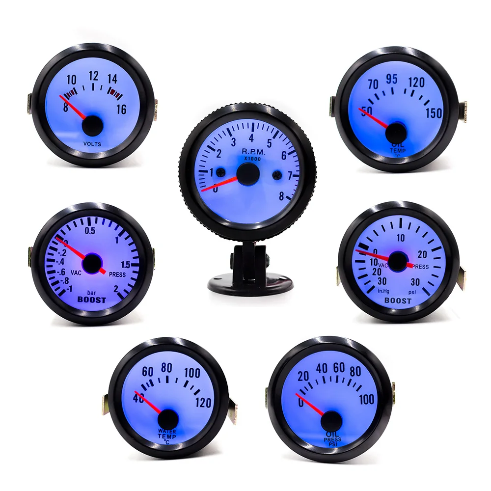 

YOMI 2"52mm 12V Mechanical Car Turbo Boost Gauge -30~30PSI Black Turbo Boost Meter Blue LED Auto Car Gauge Meter