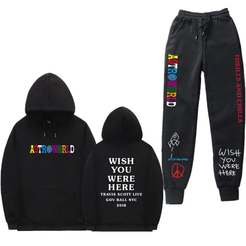 

Fashion letters hope You Are Here Harajuku Hoodie Streetwear + Pants Men's Pullover Sweatshirt tracksuit Suit