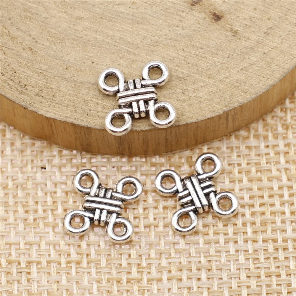 

Charms for Jewelry Making Findings Handmade DIY Craft 60pcs Antique Silver Color 12mm Chinese Knot Connector Charms Pendant