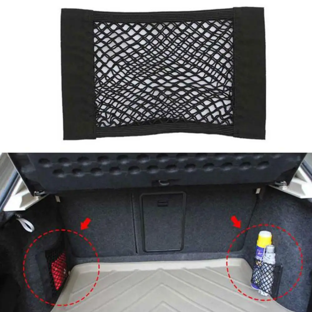 

Car Back Rear Mesh Trunk Seat Elastic String Net Magic Storage Bag Sticker Universal Seat Pocket Cage Bag Auto Back Organiz H6U2