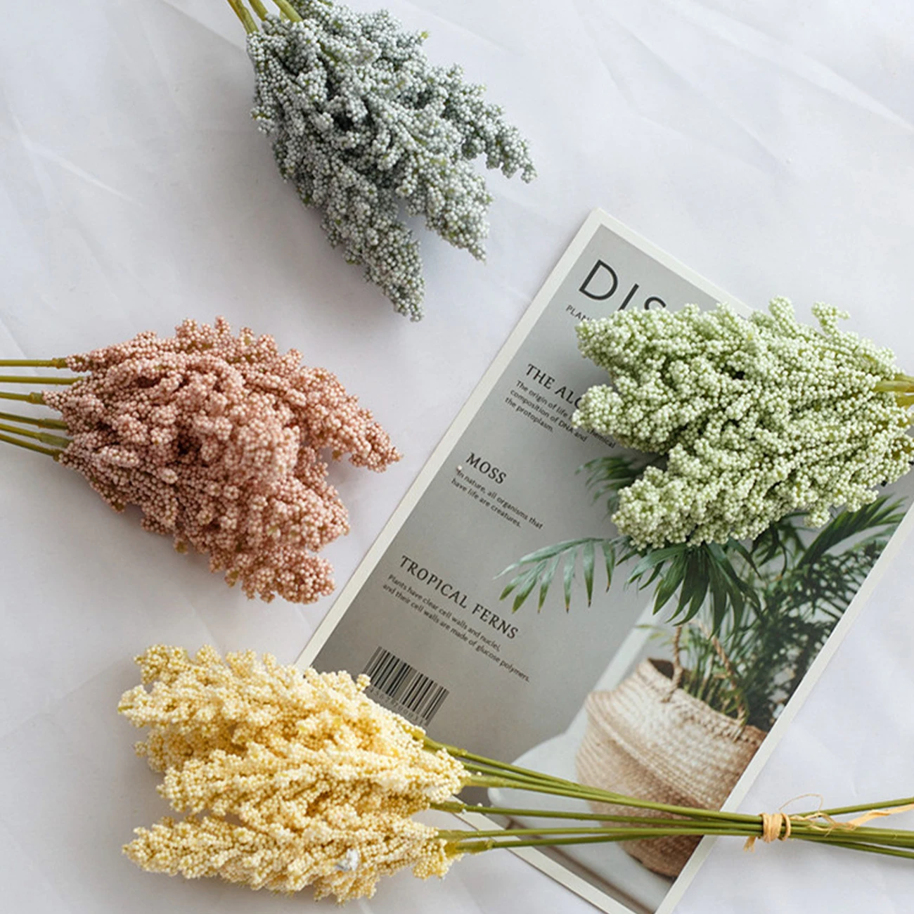 

6pcs Artificial Wheat Ears Flower Plastic Dried Flowers Grain Bouquet For Wedding Party Decoration DIY Wheat Bouquet Home Decor