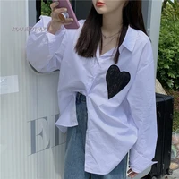aowdtmz 2021 new shirt womens long sleeved korean version of loose ins mid length thin section wild love loose casual shirt