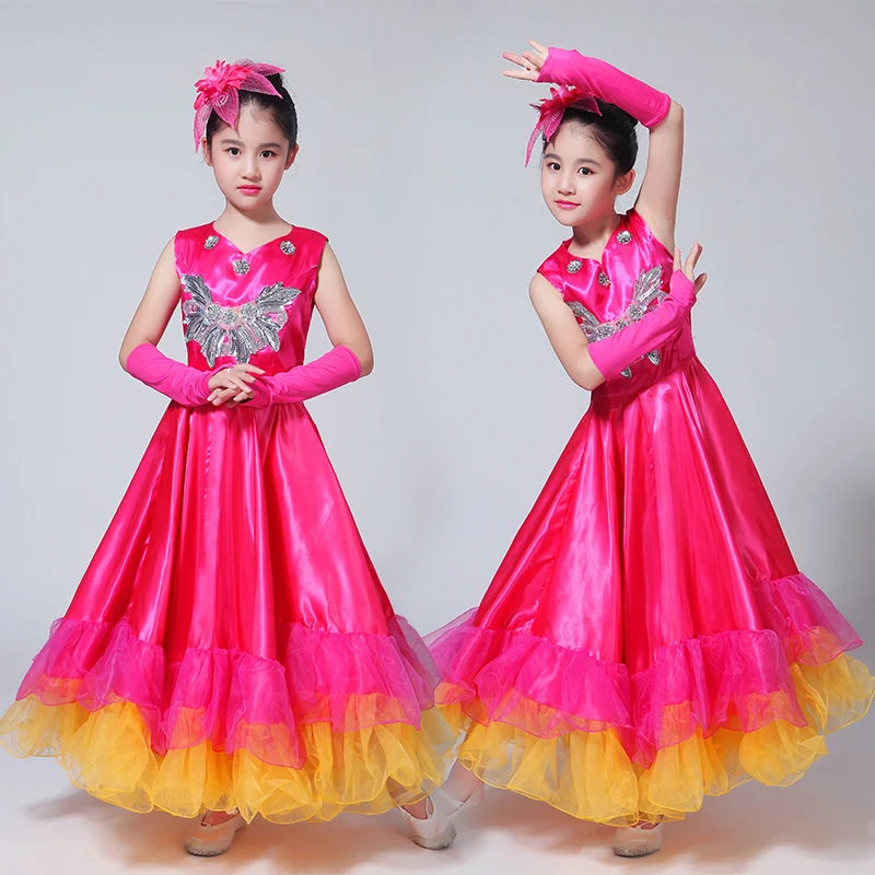 Детские танцевальные костюмы DL4216 Современная юбка испанского фламенко